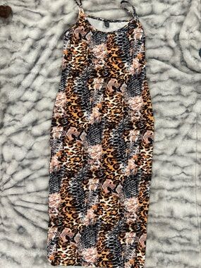 SHEIN Leopard & Snake Print Spaghetti Strap Maxi Dress in Brown, Black, Pink